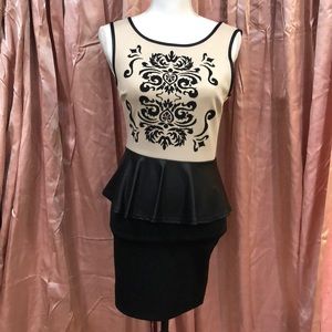 Joyce Leslie Peplum Pleather Dress w/ Beading